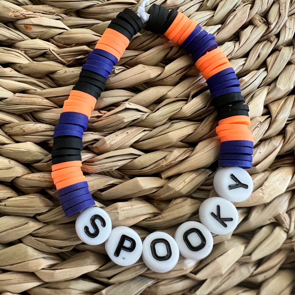 Halloween Kids Bracelet with Beads - Orange, Purple, Black
